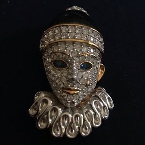 Vintage Swarovski Crystal Pierrot clown Brooch